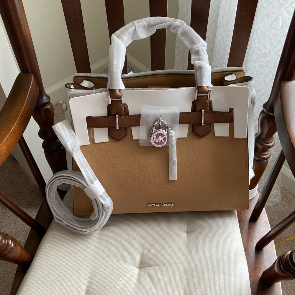 Michael Kors Brown and White Satchel